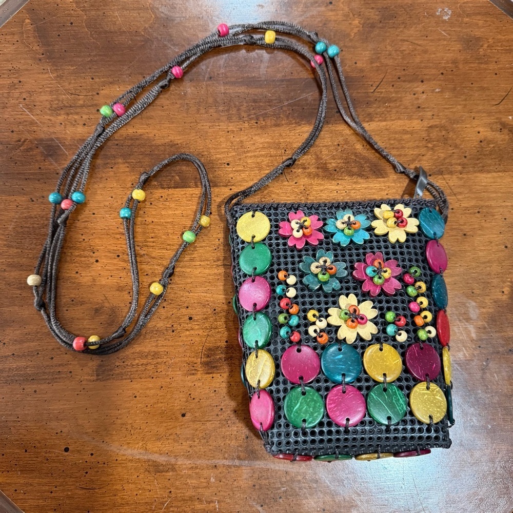 Multicolor Beaded Floral Crossbody Bag Small Women's Casual Handmade